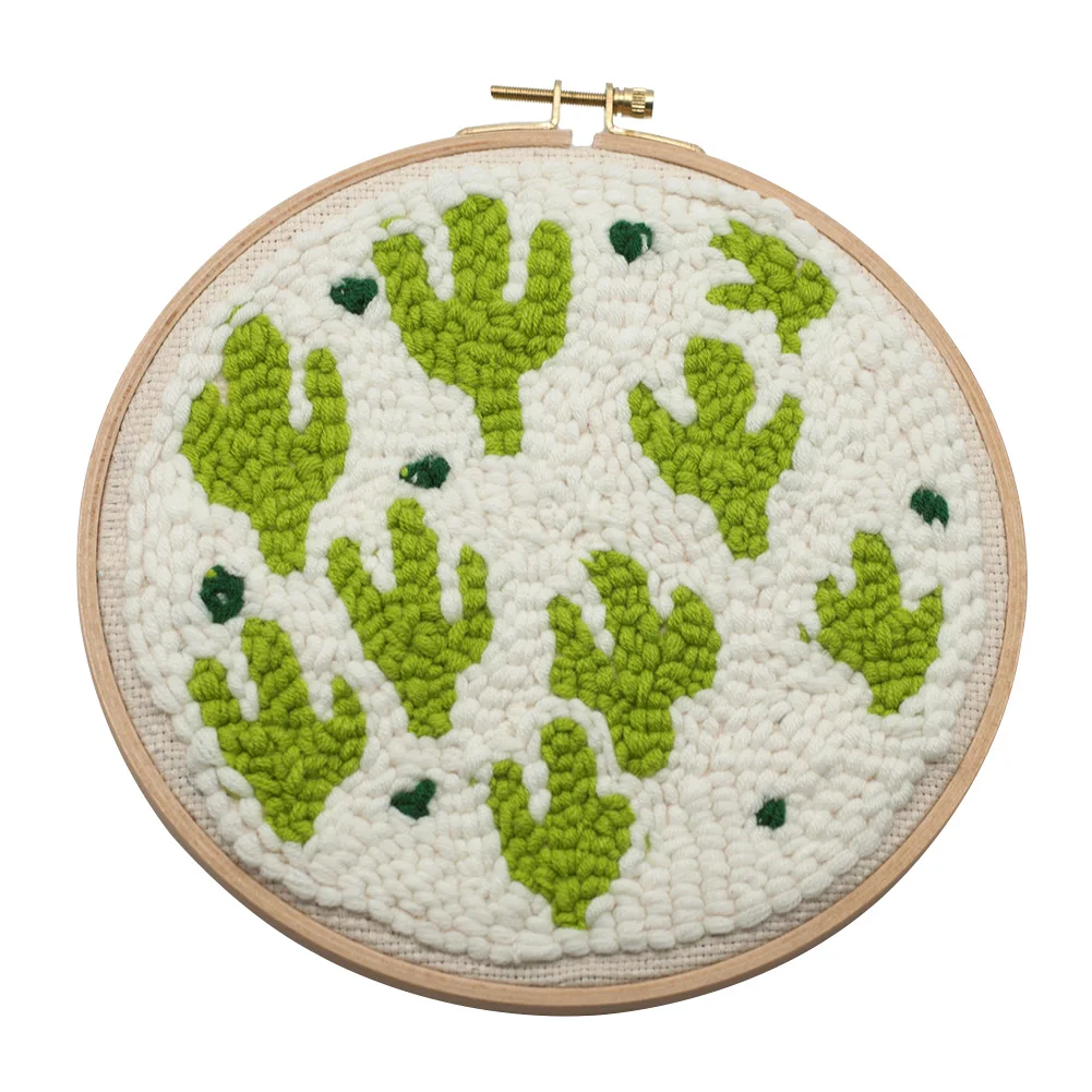 Подарочный Набор для вышивания игл с рисунком кактуса для шитья фетра, регулируемый резец с обручем, пряжа для рукоделия, начинающих, ручной работы