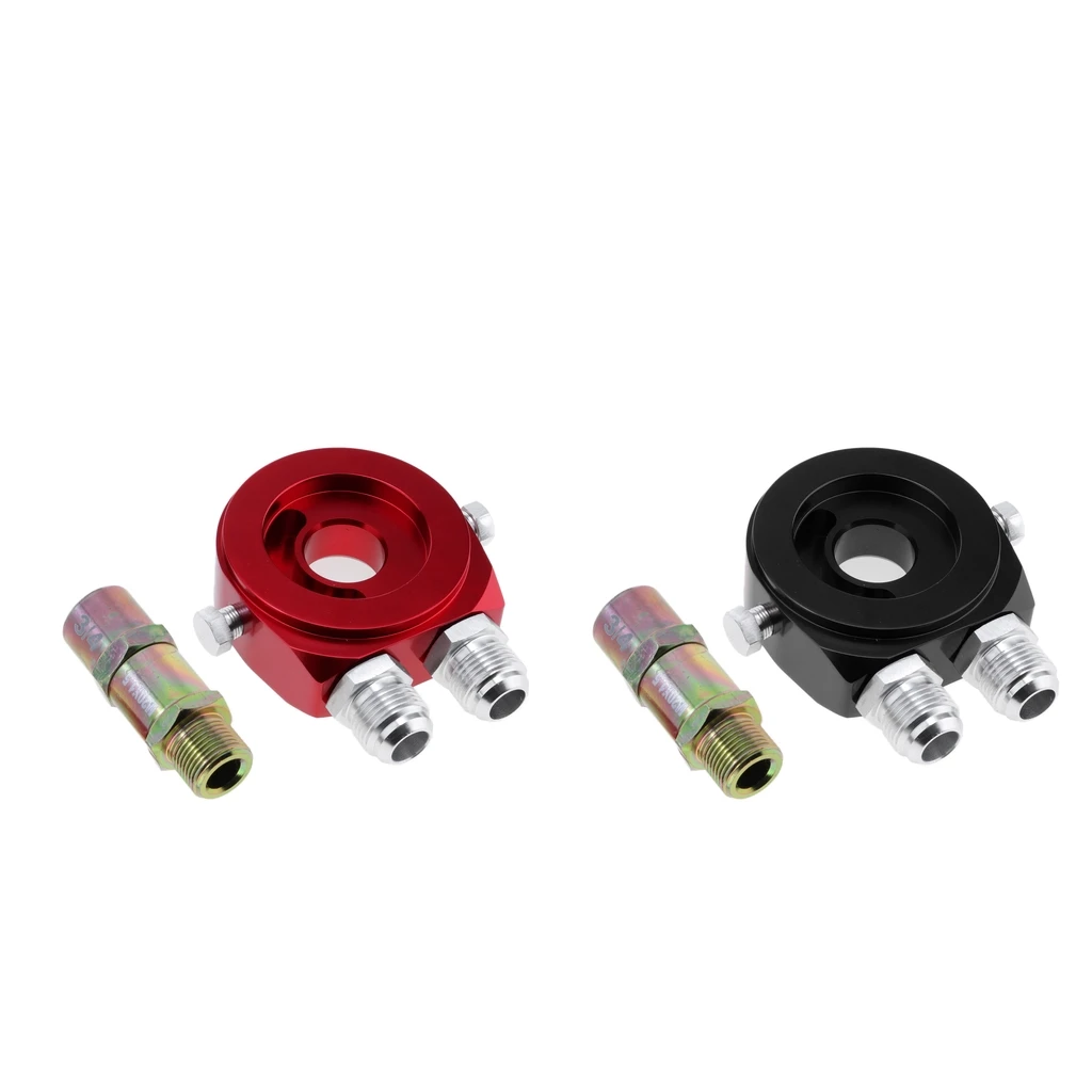 MagiDeal Great Performance Oil Filter Cooler Gauge Sandwich Plate Black+Red