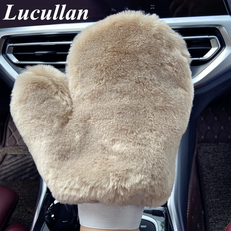 Lucullan Synthetic Sheepskin Car Wash Mitt,scratch Free Detailing