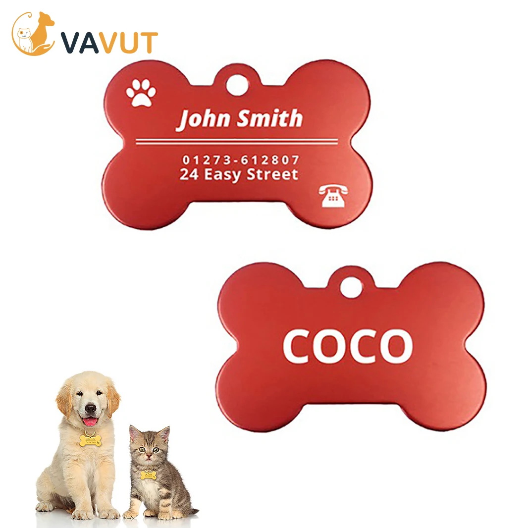 Pet ID Tag Personalized Engraved Name Tag For Dogs Cat Puppy Pets ID Collar Dog Nameplate Accessories Bulldog