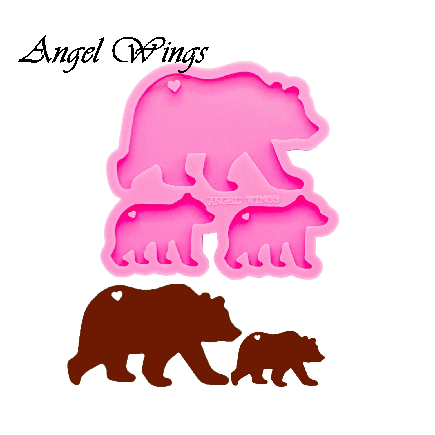 DIY блестящее Силиконовое кольцо для ключей, силиконовая форма для мамы, медведя, ребенка, медведя для ключей DY0056 - Цвет: DY0274 Pink