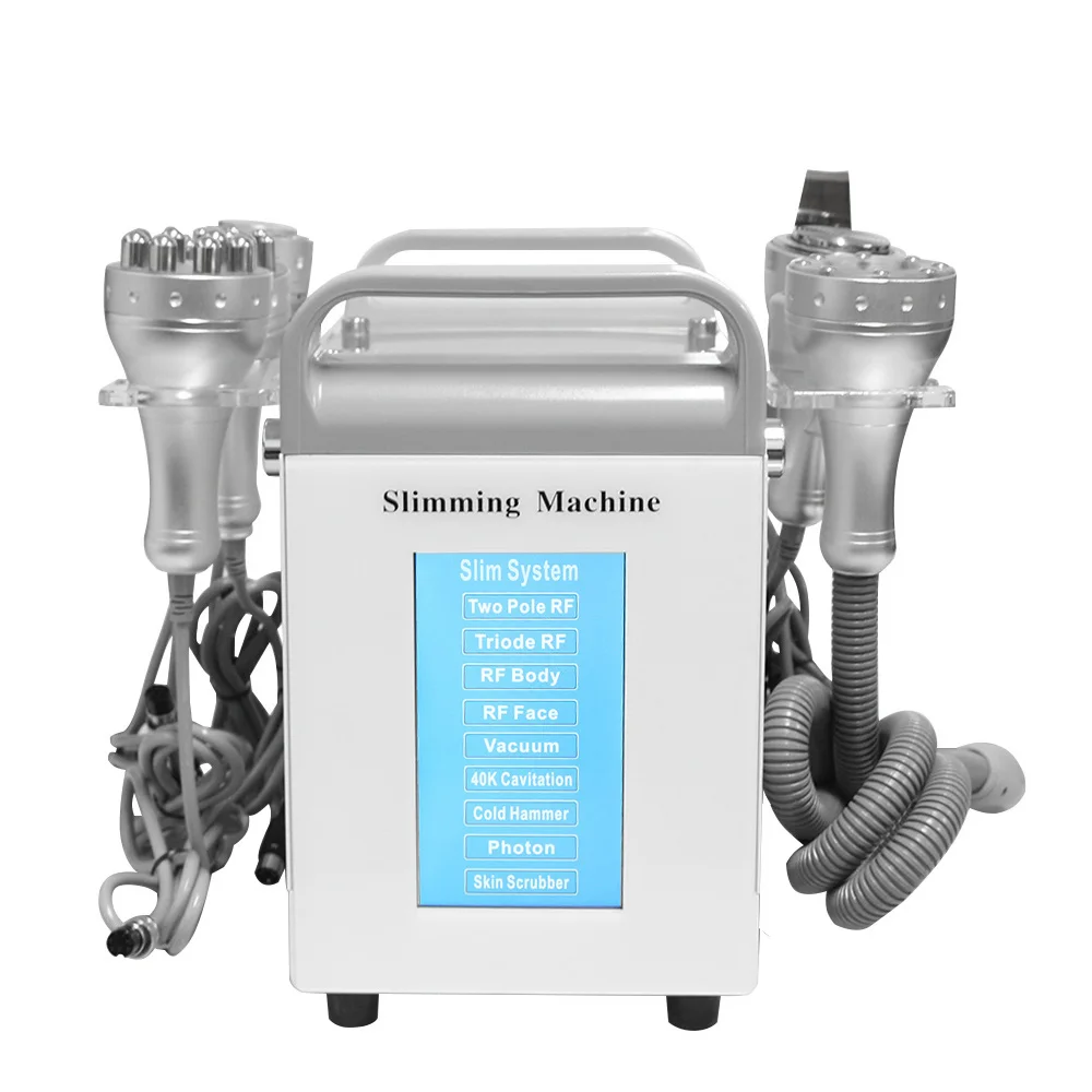 AOKO 9in1 Professional 40K Cavitation Machine Vacuum Slimming Machine LED Photon RF Radio Frequency Beauty Machine Cold Hammer