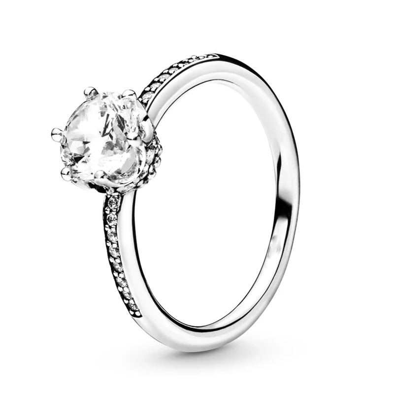 TOGORY Silver Elegant Flower Zircon Ring for Woman Lover Wedding Engagement Brand Finger Rings Party Jewelry Gift Special Offer - Цвет основного камня: A08