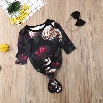 

0-9M Newborn Infant Baby Girls Floral Sleeping Bags Swaddle Sleep Blanket With Headband 2019 New