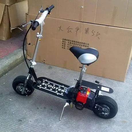 43CC Idling Steam Scooter With Shock Absorber 2-stroke Rubber Inflatable Wheel Double Disc Brake Gas Scooter