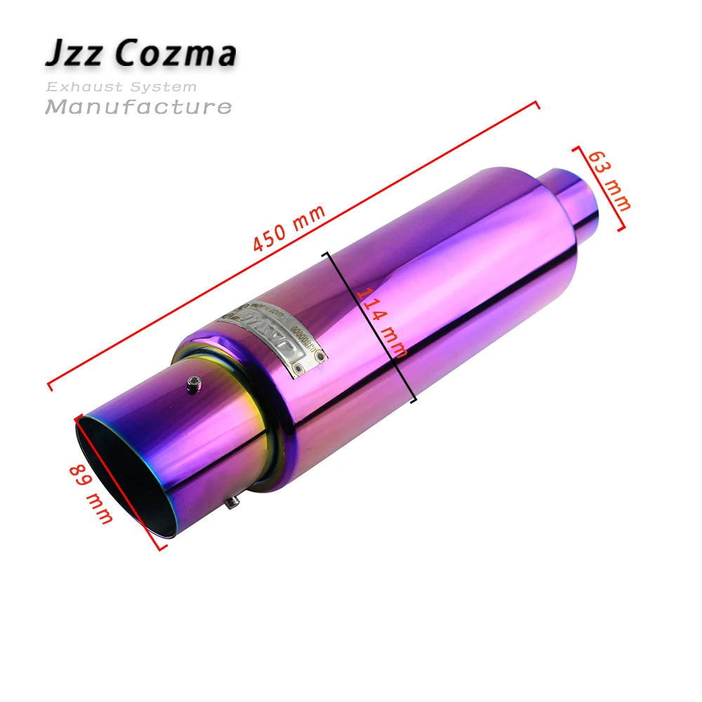 Универсальный 1 шт. фиолетовый гоночный автомобиль выхлопной трубы 2,5 ''в проходной дБ-убийца автомобильный глушитель выхлопной трубы, толщина 1 мм, 3 кг высокое качество