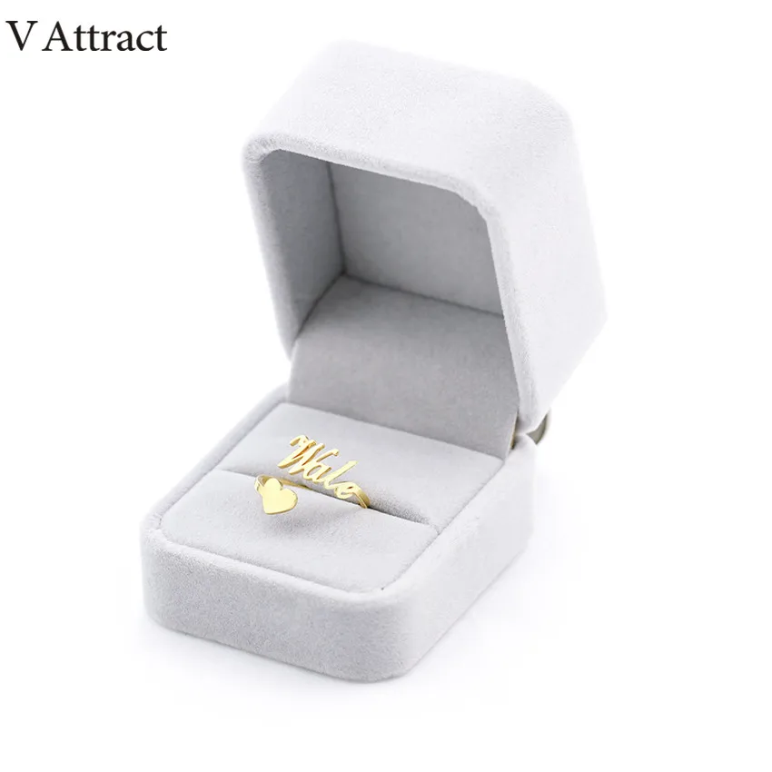 Заказные кольца в форме сердца, персонализированное именное кольцо для женщин, регулируемое розовое кольцо из нержавеющей стали, Рождественский подарок подружки невесты, ювелирные изделия