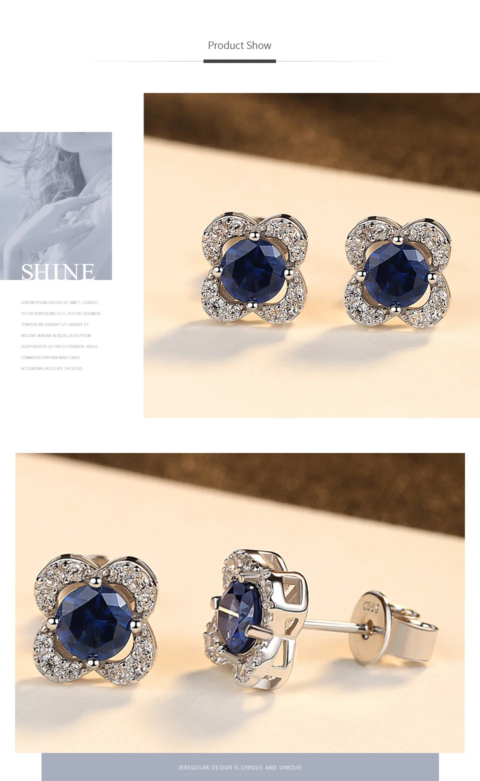 DOTEFFIL Fashion Stud Earring Inlay Created Round Royal Sapphire Blue Topaz Women 925 Solid Silver Earring Fine Vintage Jewelry