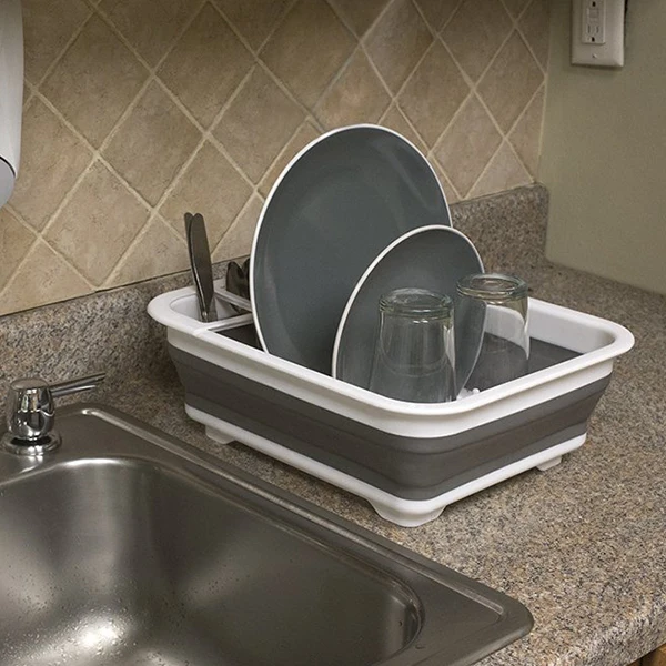 Легкая Складная стойка для посуды и сушилка с держателем для столовых приборов