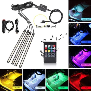 

Practical RGB Plug And Play Flexible Sound Active LED Strip Lights APP Control Car Interior Color Changing Atmosphere USB Port