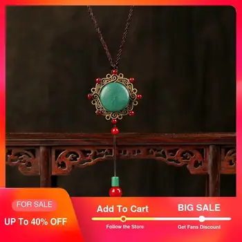 

Vintage Necklaces Flower Long Necklace Women's Green Stone Maxi Ethnic Pendant Necklaces Female Fashion 2018 Jewelry Lady gift