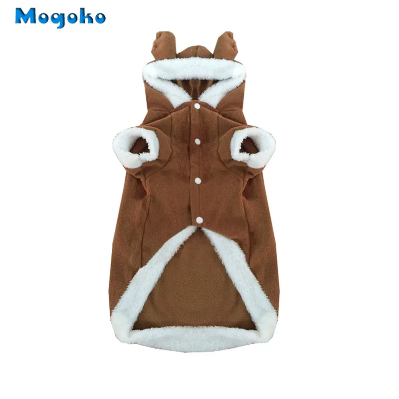 Mogoko, 1 шт., рождественские костюмы оленей для собак и кошек, забавное праздничное платье для косплея, флисовое пальто с капюшоном для щенков, одежда на осень и зиму