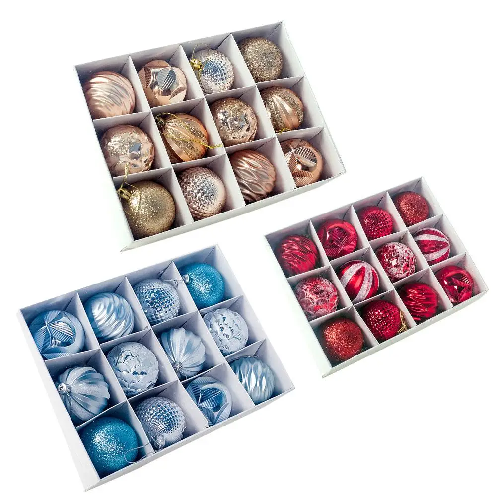 

Beautiful Christmas Ball Set Glitter Christma Xmas Tree Decoration Decorations Hanging Ball Shatterproof 12CM Xmas Decor Ball