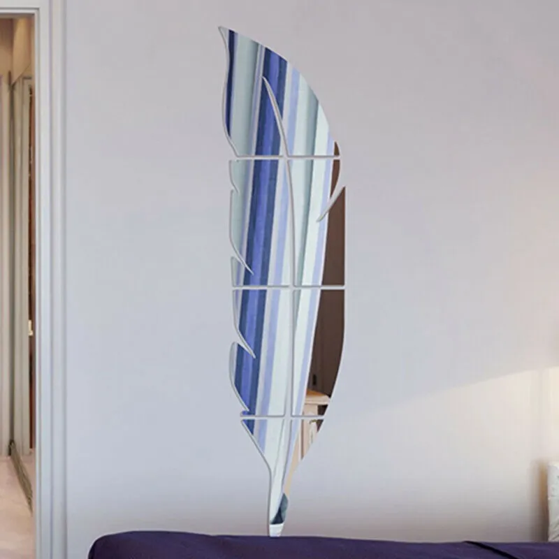 18*73cm DIY Modern Plume Style Feather Decorative Mirror Wall Stickers Room Decoration