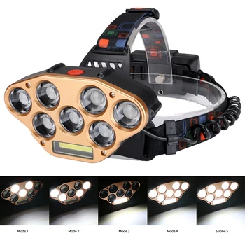 

7LED+1COB LED Bright Head Light with USB Charging 5 Modes Flashlight Waterproof Outdoor Camping Headlights Fishing Hunting