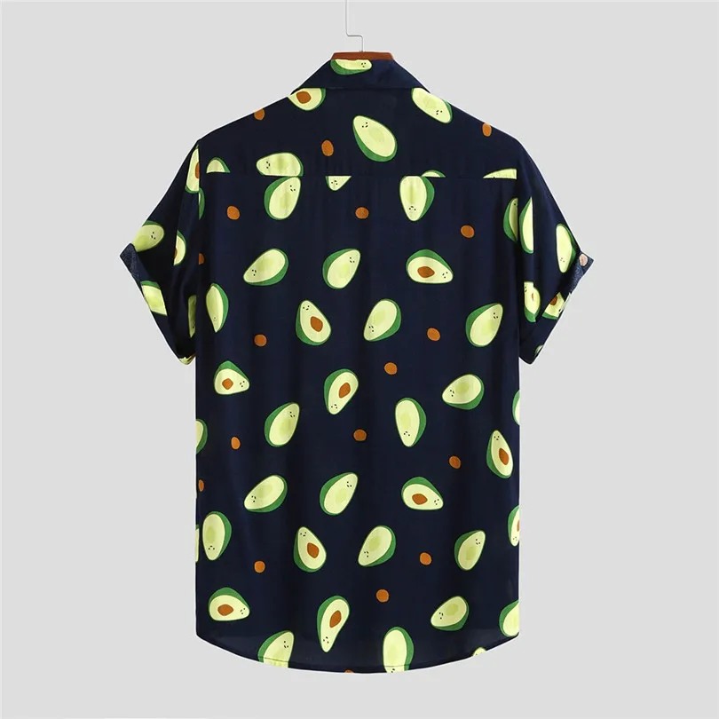 New Men Funny Fruit Avocado Printed Casual Shirts  2019 Summer Fashion Turn Down Collar Short Sleeve Casual Shirts #E26 (10)