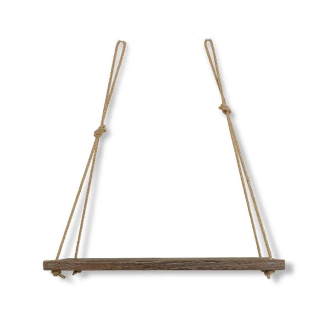 Rustic Wooden Floating Shelves With String Farmhouse Hanging Shelves For Living Room Wall Small Kitchen Shelves With Rope Storage Holders Racks Aliexpress