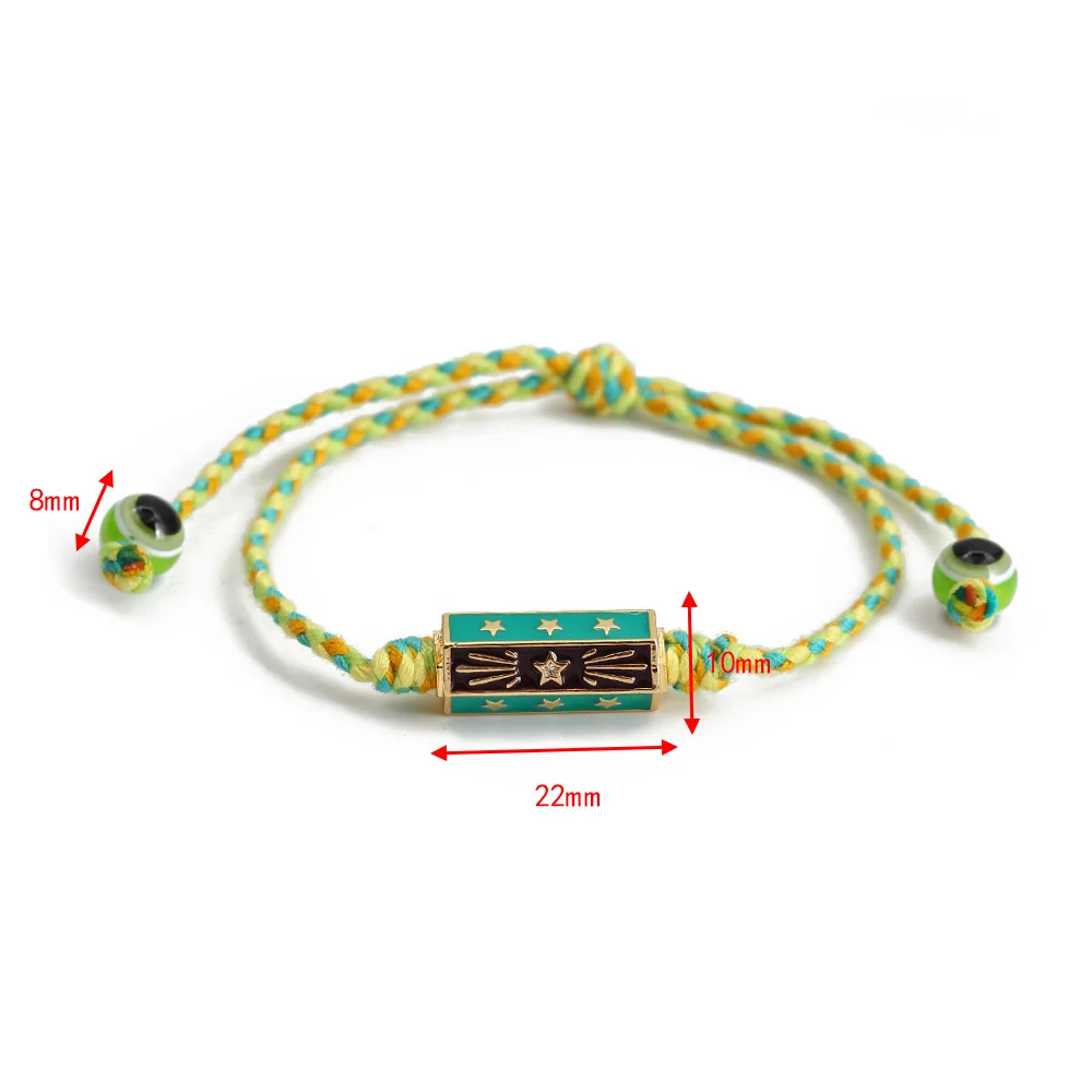 Wish Card 2021 Fashion Bracelet for Women Adjustable Color Rope Chain Copper Bead Lucky Eye Charm Bracelet on Hand Party Jewelry