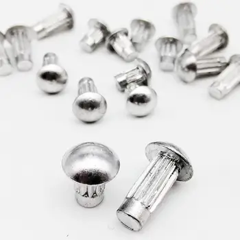 

100pcs M2 M2.5 M3 M4 GB827 Aluminum Button Round Head Knurled Shank Solid Rivet for Label Name Plate Diameter 2mm 2.5mm 3mm 4mm