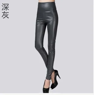 0516 весенне-осенние обтягивающие женские кожаные брюки из искусственной кожи, черные, красные, серебристые, золотистые, с высокой талией, Стрейчевые брюки из искусственной кожи, полная длина - Цвет: color 8