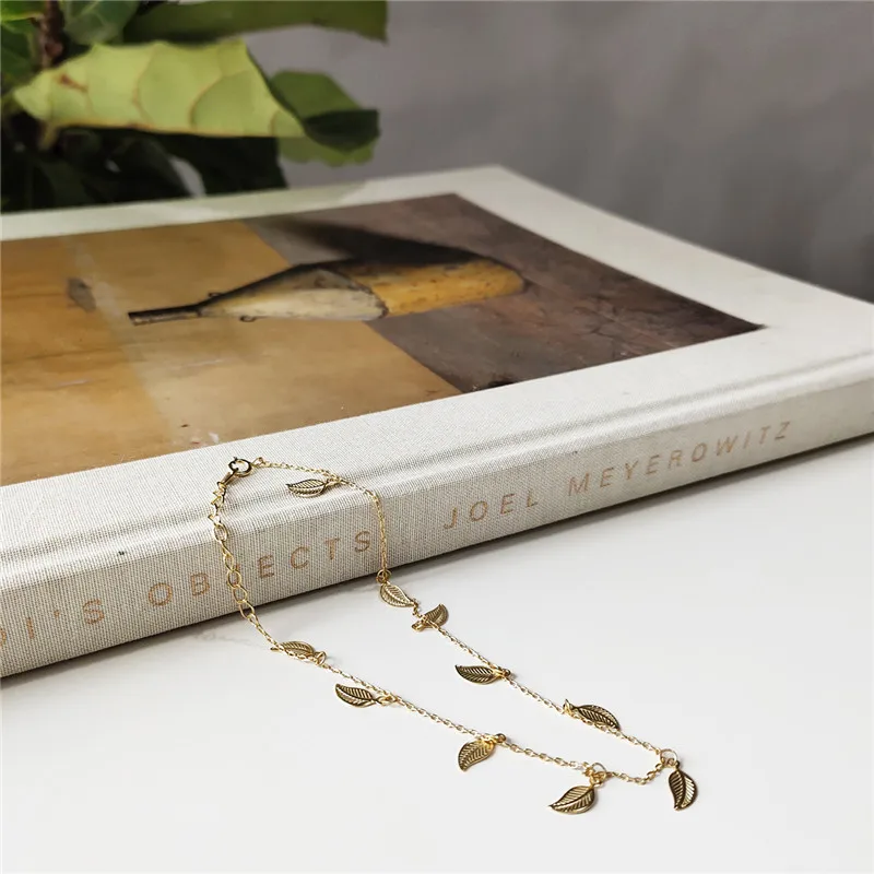 RUIYI Real S925 Silver Women Stylish Delicate Summer Leaf Charm Anklets Female Niche Chic Gold Anklets Simple Ankle Bracelets RUIYI Real S925 Silver Women Stylish Delicate Summer Leaf Charm Anklets Female Niche Chic Gold Anklets Simple Ankle Bracelets