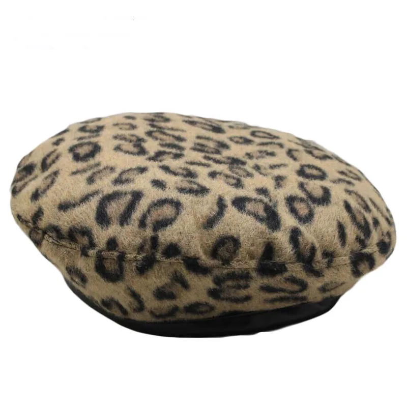 

Autumn Winter Hats Berets Hat For Women Fashion Leopard Beret Cap Female Bonnet Painter Hats Boinas Para Beanie Pu Leather Brim