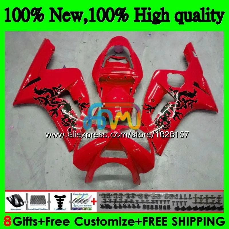 Корпус для KAWASAKI 600CC ZX600 ZX636 12BS. 42 ZX 636 6 R ZX 6R 03 04 ZX-636 ZX-600 ZX-6R ZX6R Горячая Полный красный 03 04 2003 2004 Обтекатель