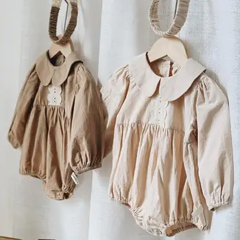 

2020 autumn Newborn Baby Girl Cotton long sleeve Bodysuit Solid Jumpsuit Playsuit Clothes Set