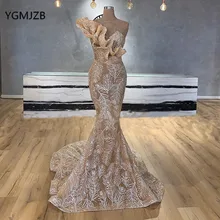 Блестящие Длинные вечерние платья с блестками на одно плечо, Русалочка, шампанское, саудовская Арабская, вечернее платье, вечернее платье для выпускного вечера, Robe De Soiree