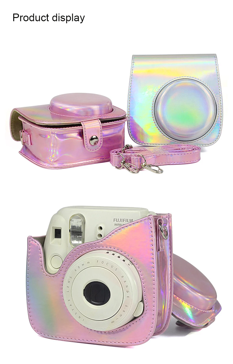 Чехол для Камеры Fujifilm Instax Mini 9 Mini 8, Сумка с голографическим сияющим лазерным ремешком для мгновенной камеры, защитный чехол