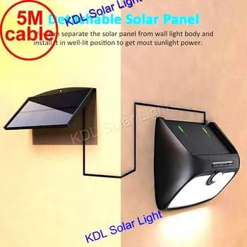 

48 LED 900lm Solar indoor Light PIR motion radar smart led Wall Lights Waterpro to 5M cable street wall outdoor light for