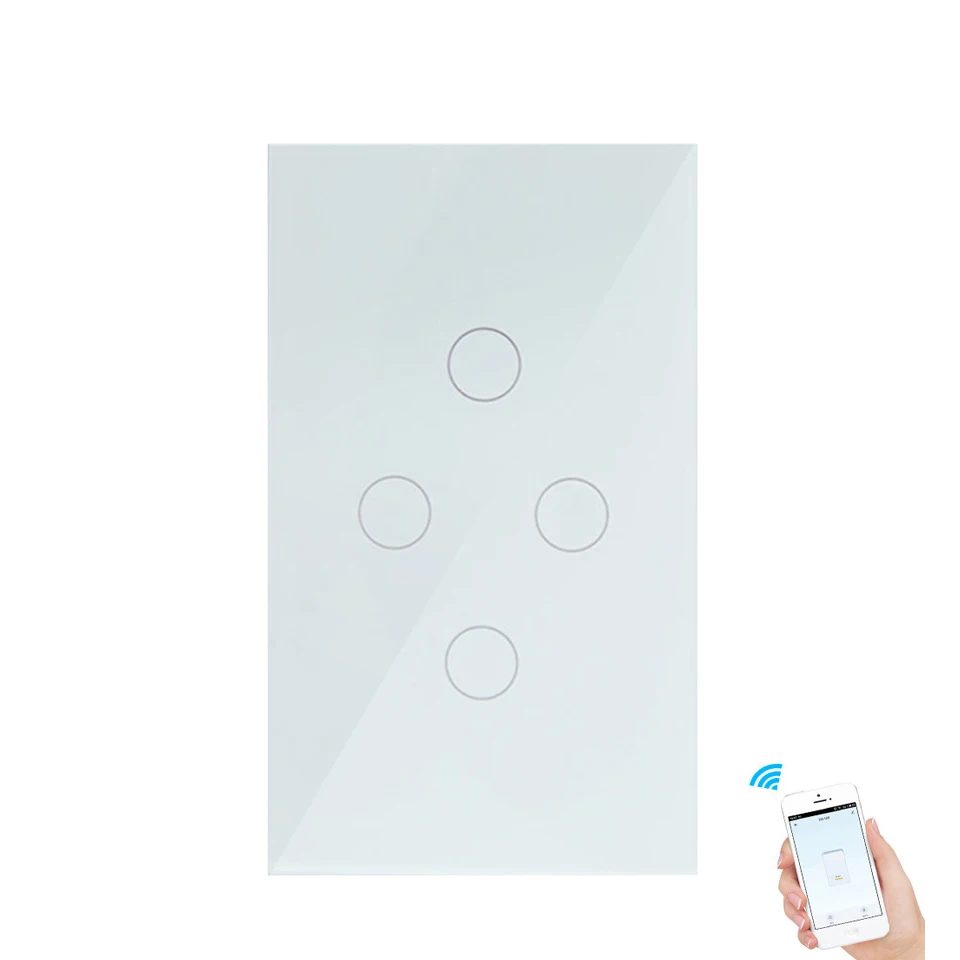 WiFi Smart Switch US 4 банда настенная сенсорная панель беспроводной пульт дистанционного управления лампа умный дом контроллер от Alexa Google Home Tuya Smart life APP