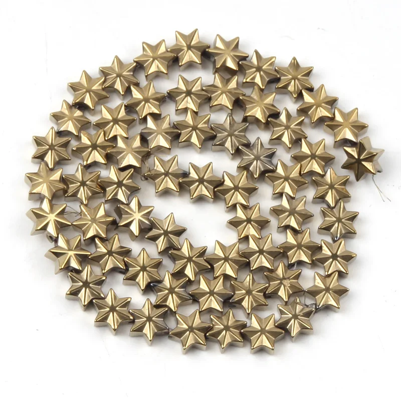 KC Gold 7x8 мм Разноцветные шестигранные бусины в форме звезды из натурального камня, гематитовые бусины, свободные бусины для изготовления ювелирных изделий своими руками - Цвет: KC Gold