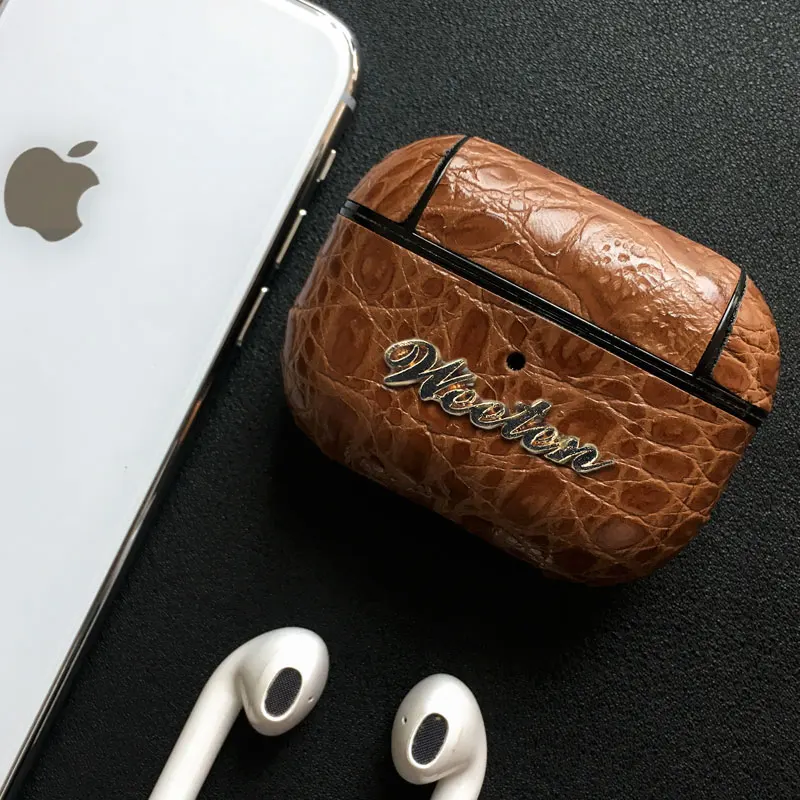 Crocodile Skin Leather Wrist Strap Phone Case For iPhone 11 X 7 8 6 6S Plus XS Max XR Leather PU Earphone Case For Airpods Pro 3 iphone 8 case