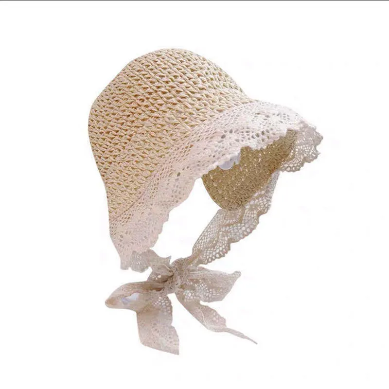 

Fashion Lace Baby Hat Summer Straw Bonnet Beach Panama cap for baby pic