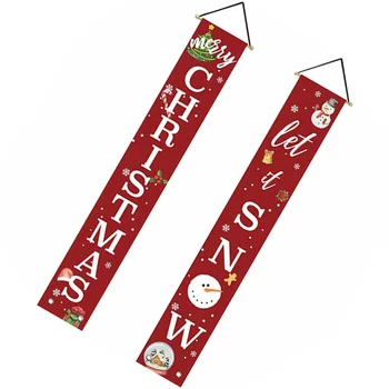 

1 Pair Christmas Porch Sign Indoor Outdoor Xmas Decor Merry Christmas Banner
