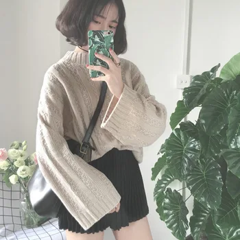 

Winter Lazy sweater women clothes turtleneck plus size christmas pullovers korean Casual Streetwear sweaters