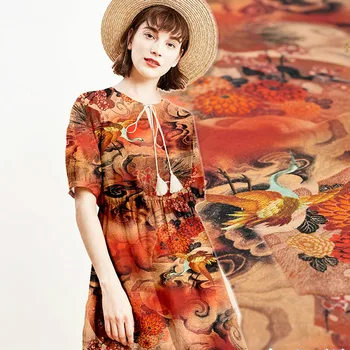 

130cm wide silk linen fabric meter 35mm vintage printed linen silk fabric natural linen fabric wholesale linen cloth