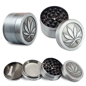 

1Pc 40mm*26mm Metal Leaf Pattern Smoking Crusher Pollen Spice Hookah Hand Grinding Machine Tobacco Grinder Christmas Gift