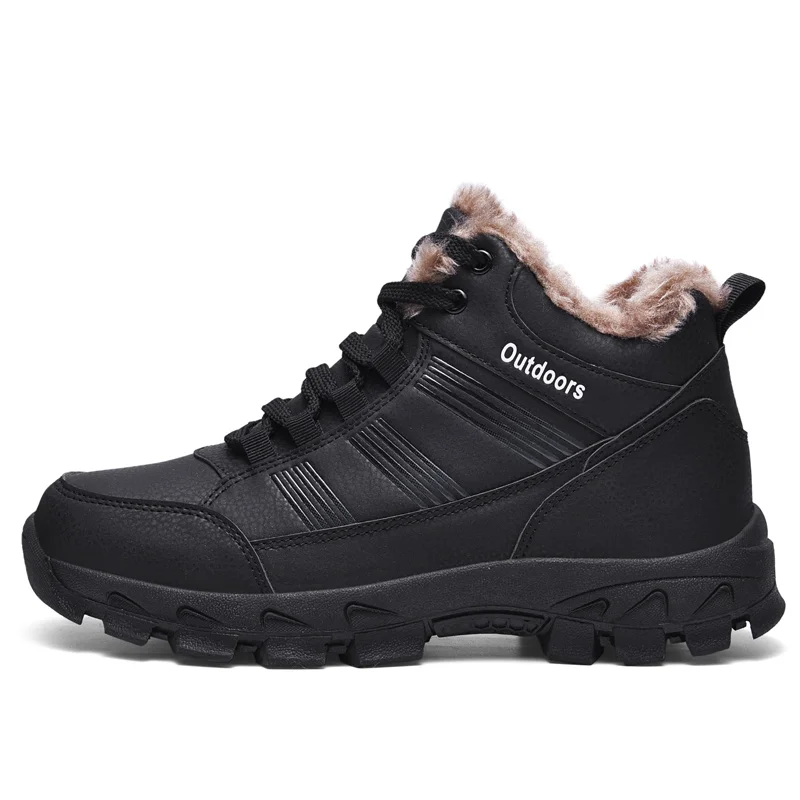 HUMTTO, мужские зимние походные кроссовки, уличная Мужская водонепроницаемая походная обувь, Нескользящие Тактические армейские ботинки для охоты, альпинизма - Цвет: black