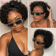 

Short Curly Lace Front Human Wig 13x1 Wig For Black Women With Baby Hair Pre Plucked Brazilian Remy Hair Wig Short Pixie Cut Wig