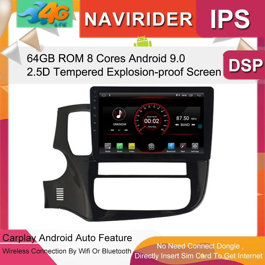 

Built in 4G Lte car Intelligent navigation tape recorder 9.0 android car gps radio multimedia for mitsubishi Outlander 2016 2017