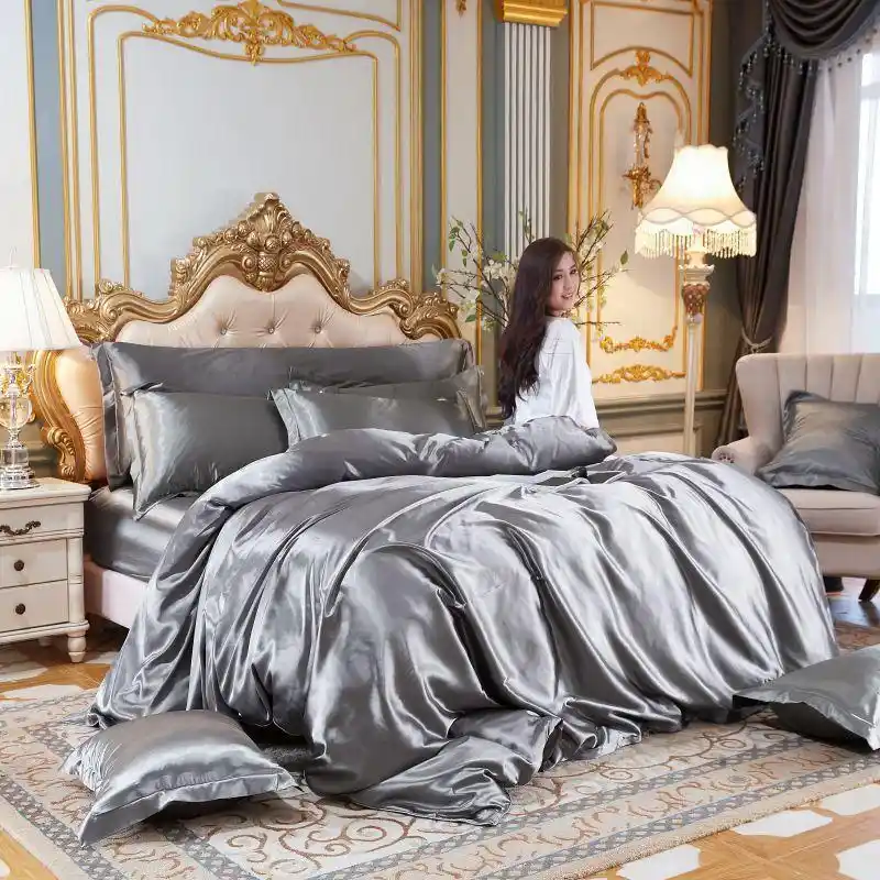 48 高級絹のようなサテンbeding布団カバーセットbedsetsフェイクシルクポリエステル寝具セット 寝具セット Aliexpress