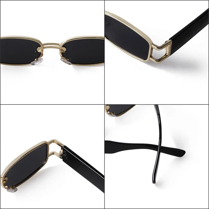 SO&EI Fashion Small Rectangle Women Sunglasses Brand Designer Vintage Square Punk Sun Glasses Men Shades UV400 Clear Eyewear