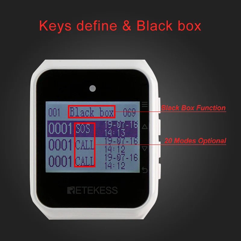 Multi-idioma sem Fio Sistema de Chamada sem Fio Serviço ao Cliente Retekess Relógio Receptor Pager Restaurante Equipamentos Café Td108 - Imagem 3
