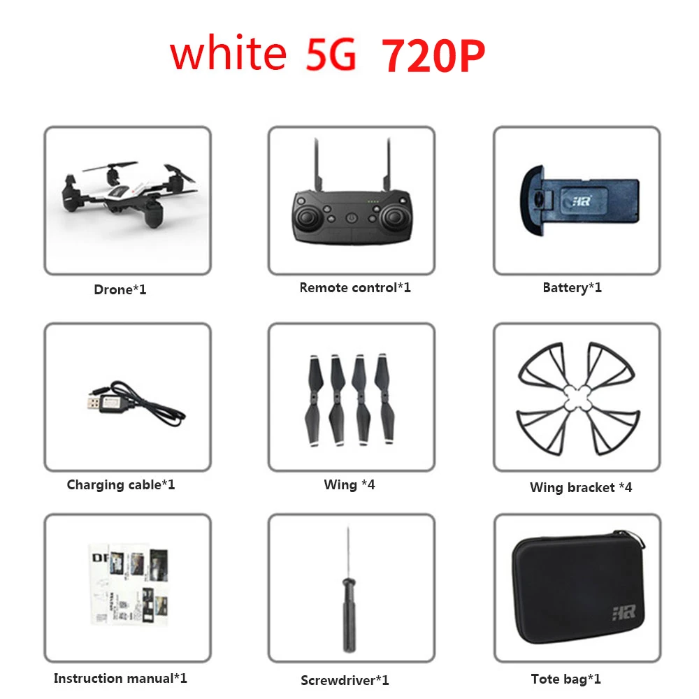 H1G Профессиональный Дрон для камеры 1080P gps 5G wifi HD FPV Дрон на ру воздушный Квадрокоптер вертолет селфи складные игрушки малыш - Цвет: white 720p