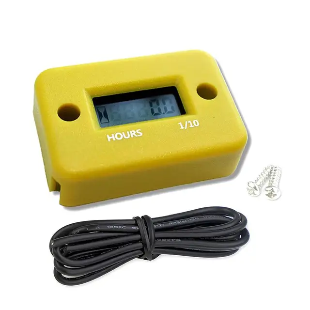 Motorcycle Hour Meter With Battery Timer LCD Digital Display RPM Car Jet Ski Boat Meter Counter Tachometer Gauge Engine Tool yellow