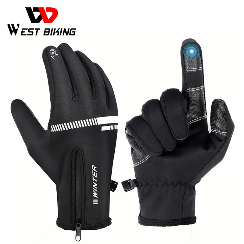 WEST BIKING Cycling Gloves Winter Fleece Thermal MTB Bike Touch Screen Outdoor Camping Hiking Motorcycle Bicycle | Спорт и