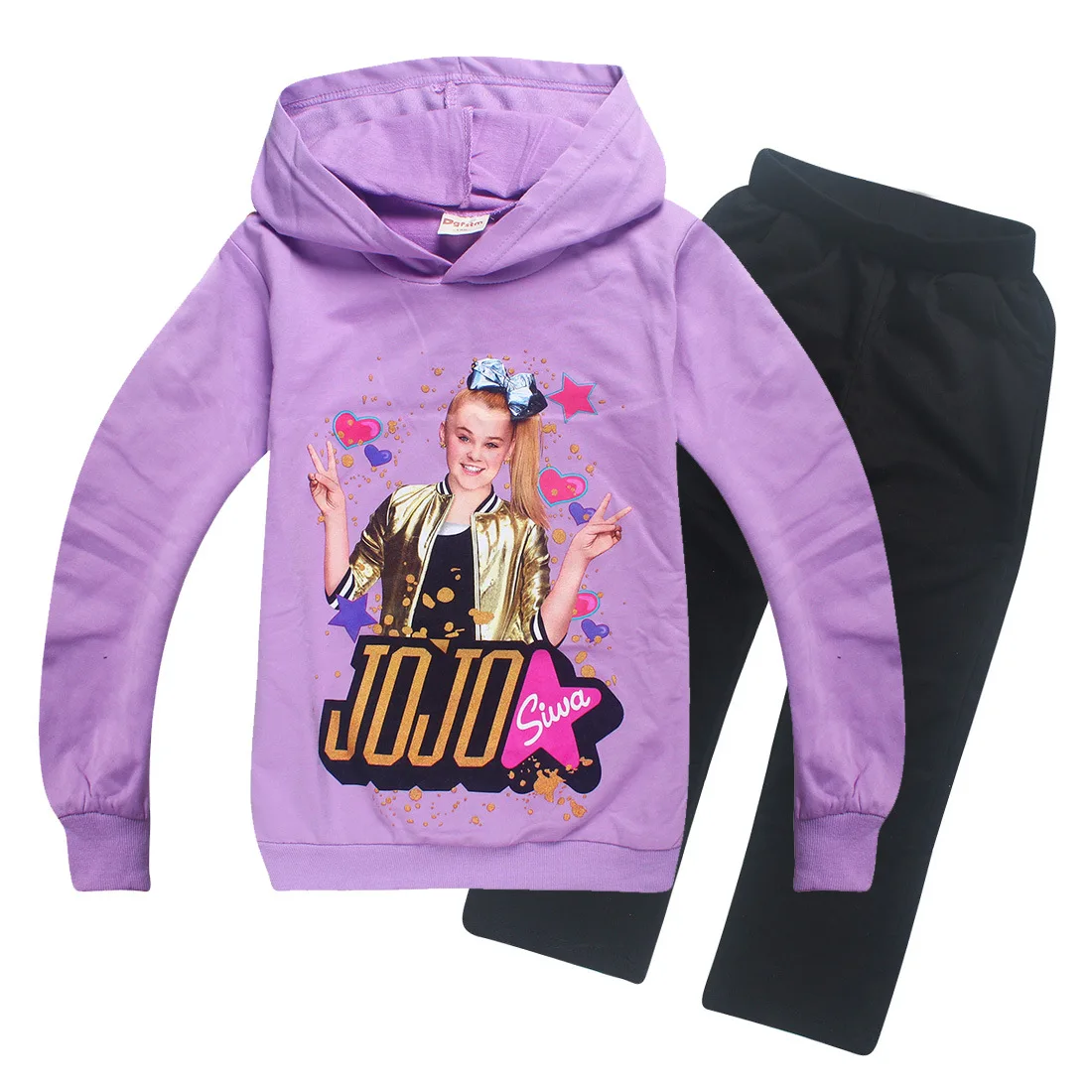 JOJO Siwa/комплекты для малышей Модная уличная одежда, рубашка с длинными рукавами пальто на молнии комплект из 2 предметов, одежда для маленьких девочек от 8 до 12 лет, на День Благодарения, черного цвета
