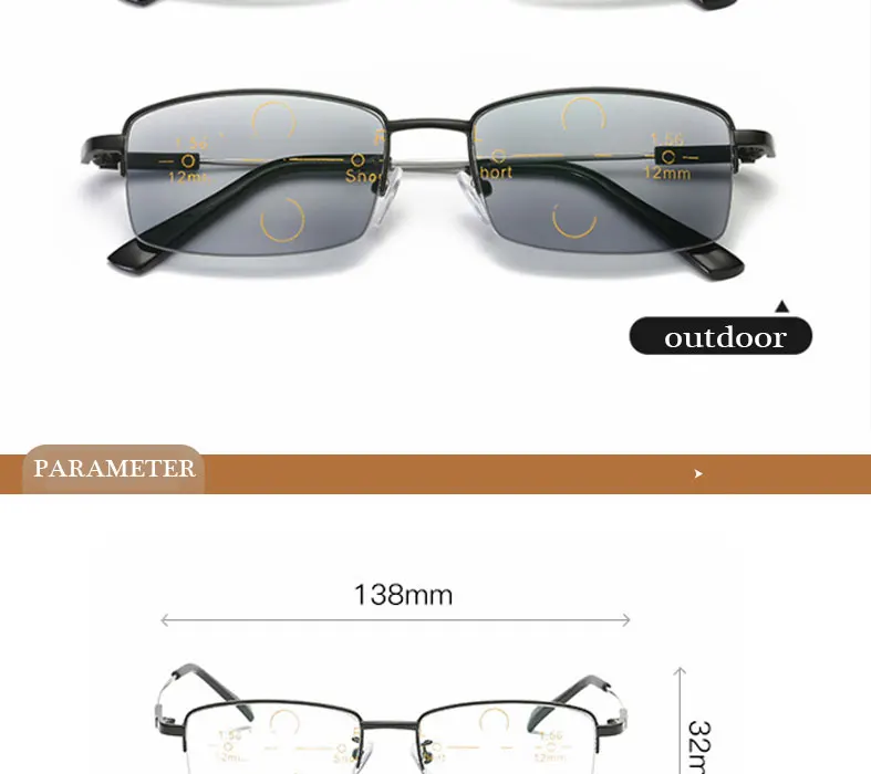 Прогрессивные многофокусные фотохромные очки для чтения мужские умные очки для чтения с зумом Женская дальняя близорукость анти-синие очки для прогулок и вождения пресбиопические очки с чехлом
